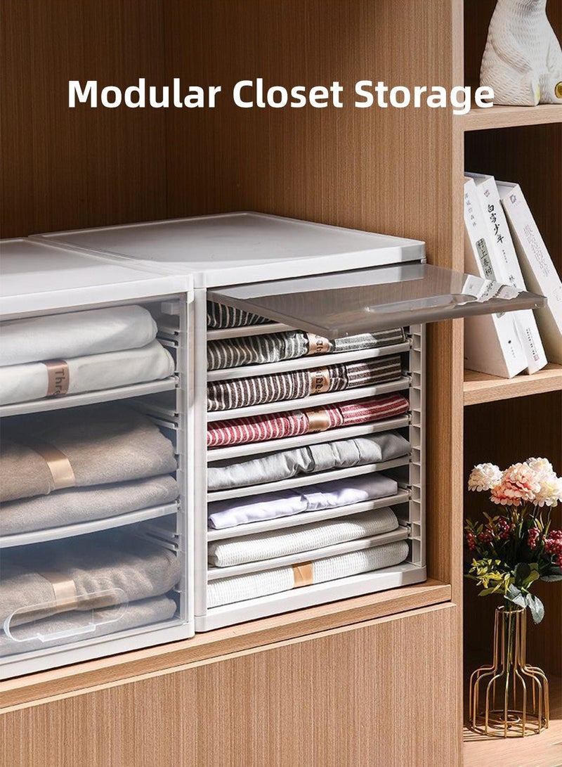 صندوق تخزين بلاستيكي قابل للتكديس لتخزين الخزانة، منظم تخزين ملابس مع باب أمامي شفاف، صندوق تخزين خزانة ملابس قابل للسحب للملابس والحقائب والأحذية، نظام تخزين خزانة موفر للمساحة - Image 2